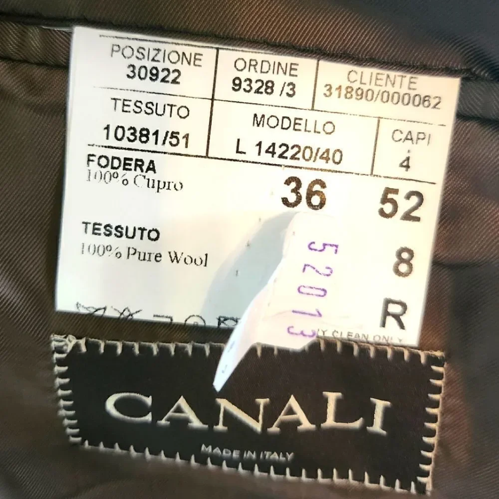 Canali Men's Wool Single Breasted Sport Coat Blazer Made in Italy Brown Size 52R